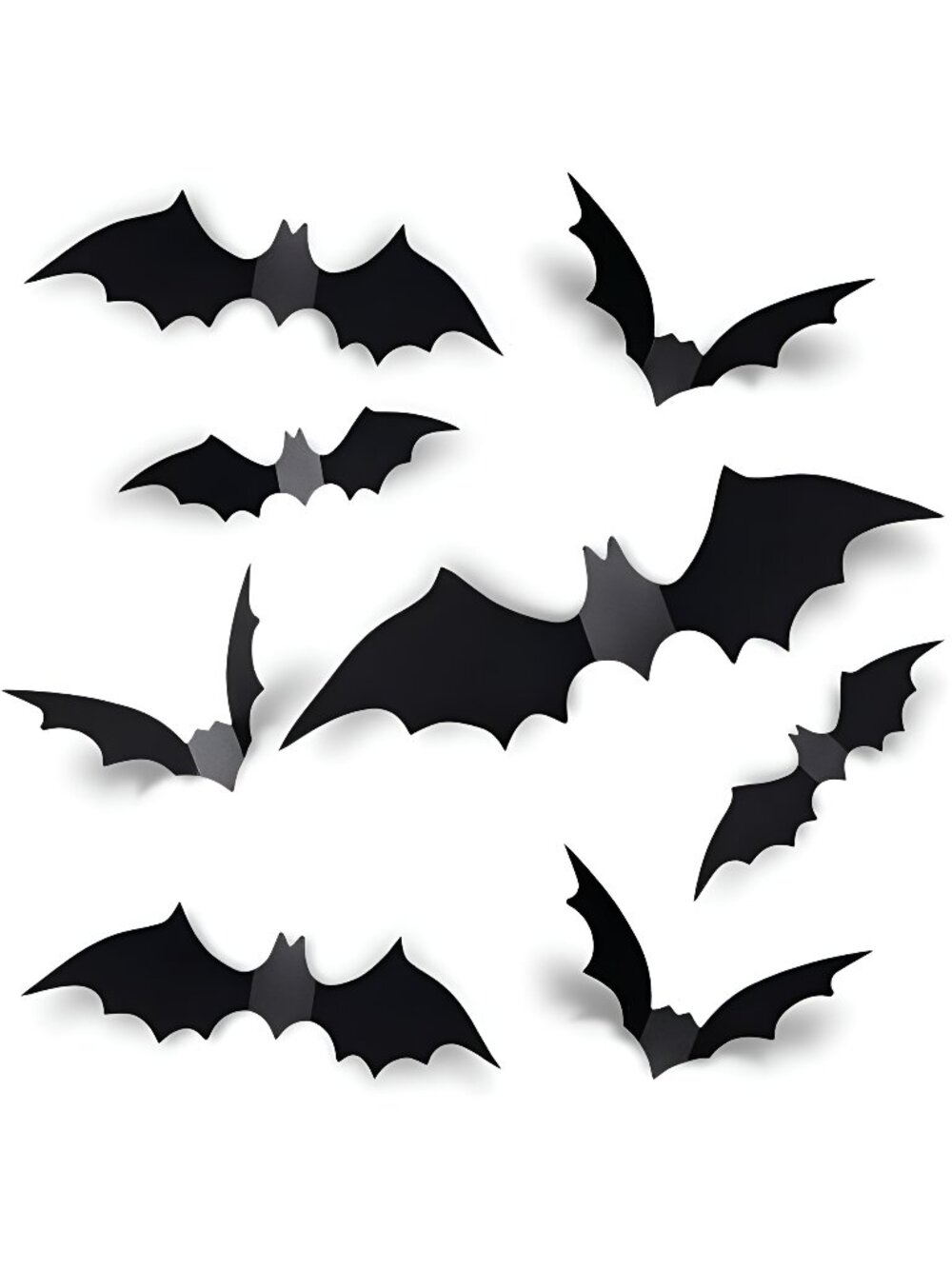 60PCS Halloween Bat Decoration, 4 Sizes Realistic PVC Black 3D Scary Bat Sticker